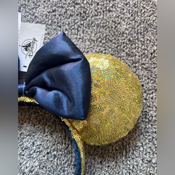 Disney Parks Ear Headband Gold Sequin Navy Blue Mickey Mouse Ears - Picture 5 of 10